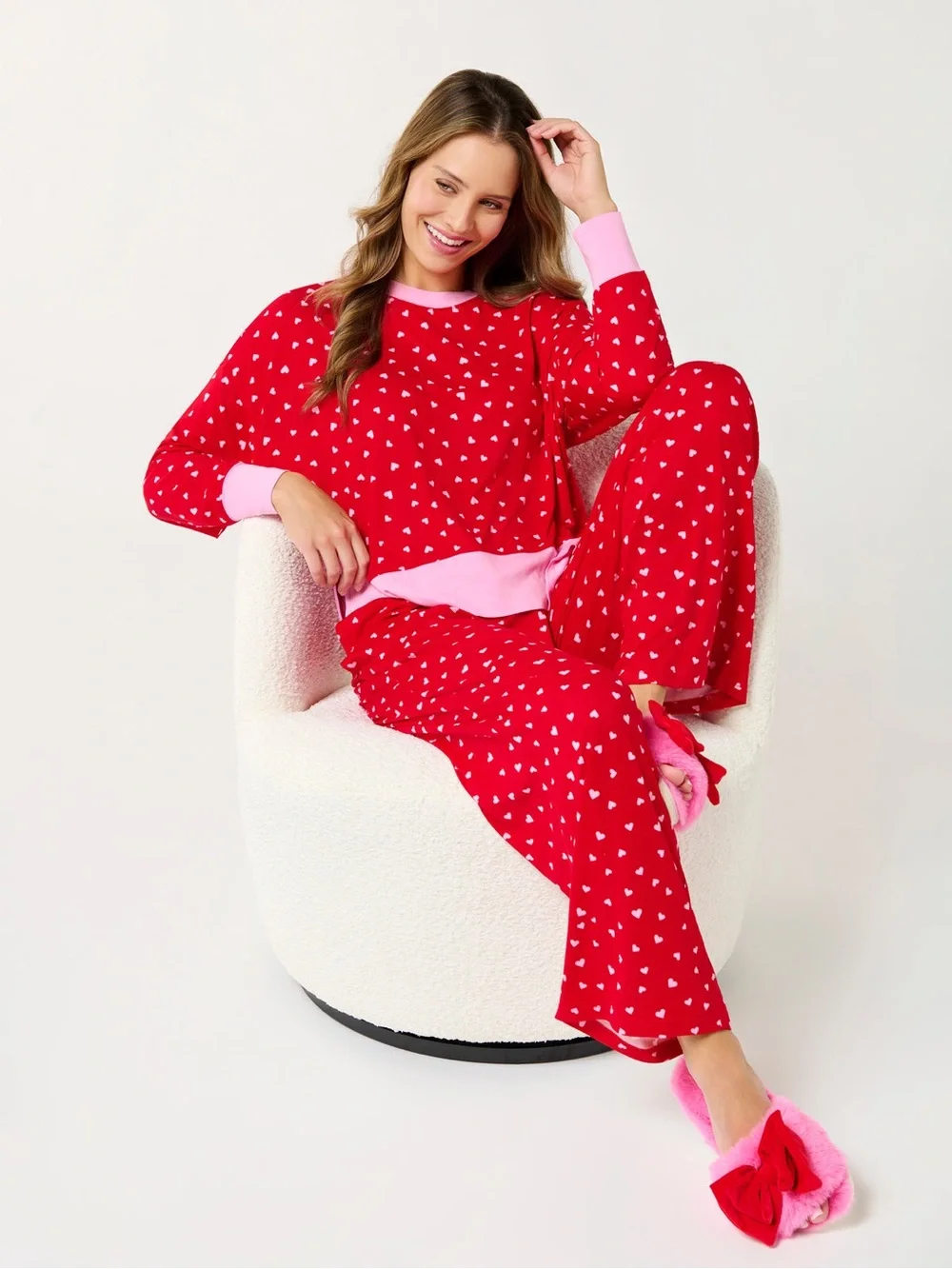 Shiraleah Mini Hearts Ultra-Soft Jersey Knit PJ Set, Red